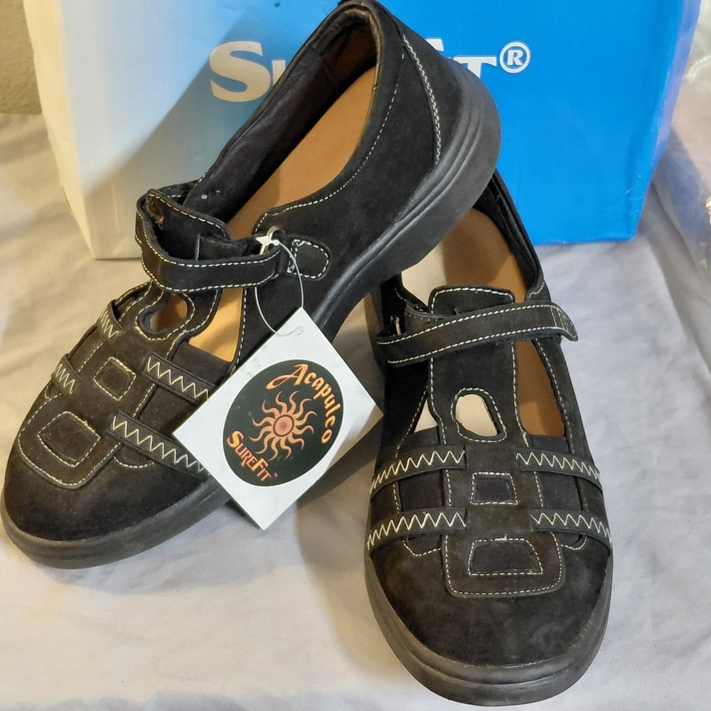 SureFit Acapulco S606-1 Women's Size 12 Black Mary Jane Comfort Shoes New